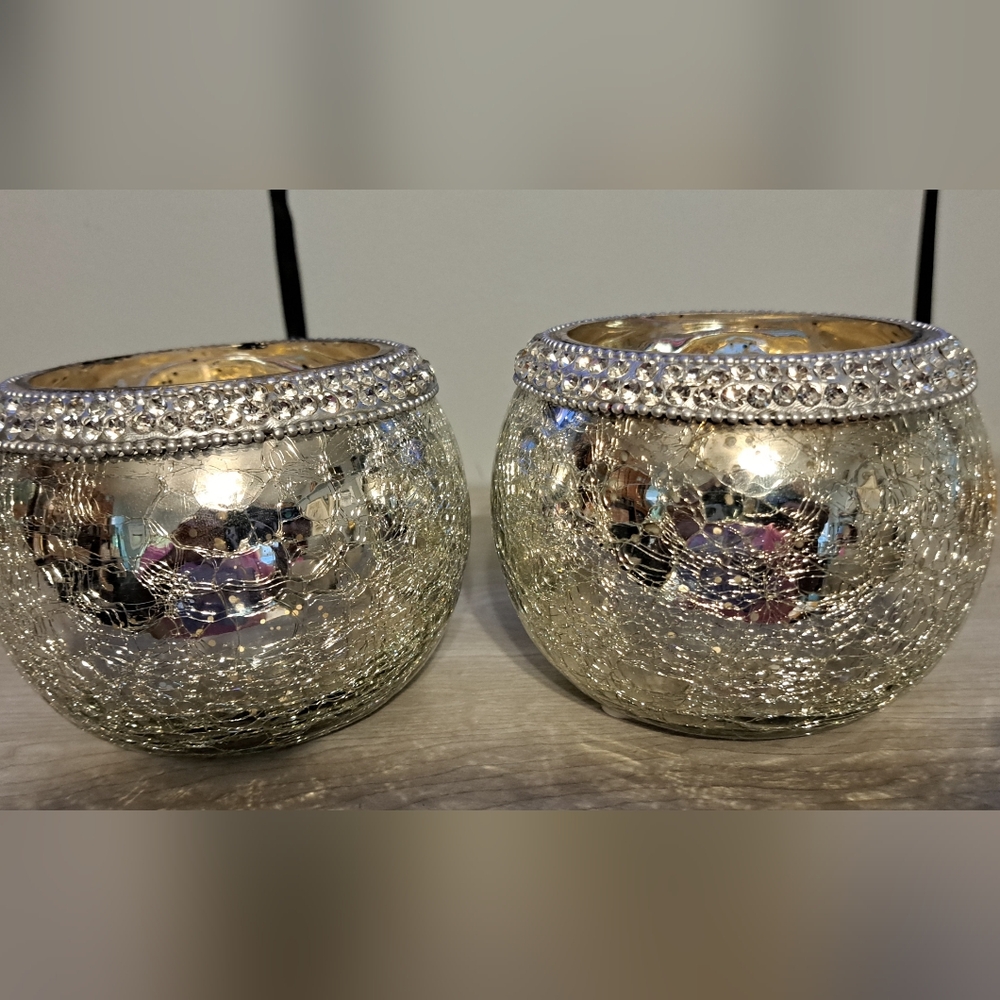 Nanette Lepore Glittering Silver Candle Holders